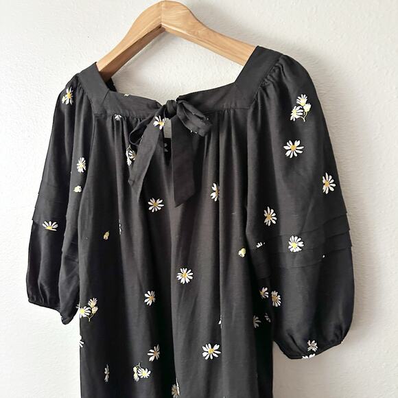 Madewell Square Neck Linen Mini Dress Lazy Daisy Print Women's Size XXS‎ - Picture 9 of 11